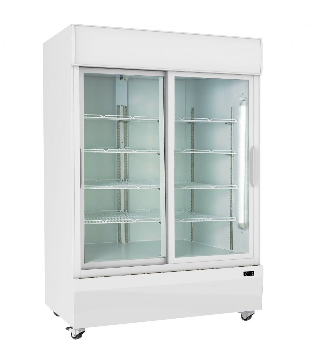 Prodis Double Sliding Door Display Fridge White - XD701S Upright Double Door Bottle Coolers Prodis