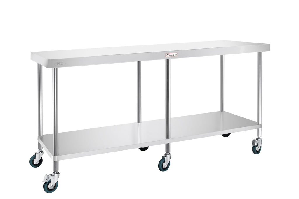 Simply Stainless Centre Table with Castors 1800mm - SS031800 Stainless Steel Tables with Castors Simply Stainless   
