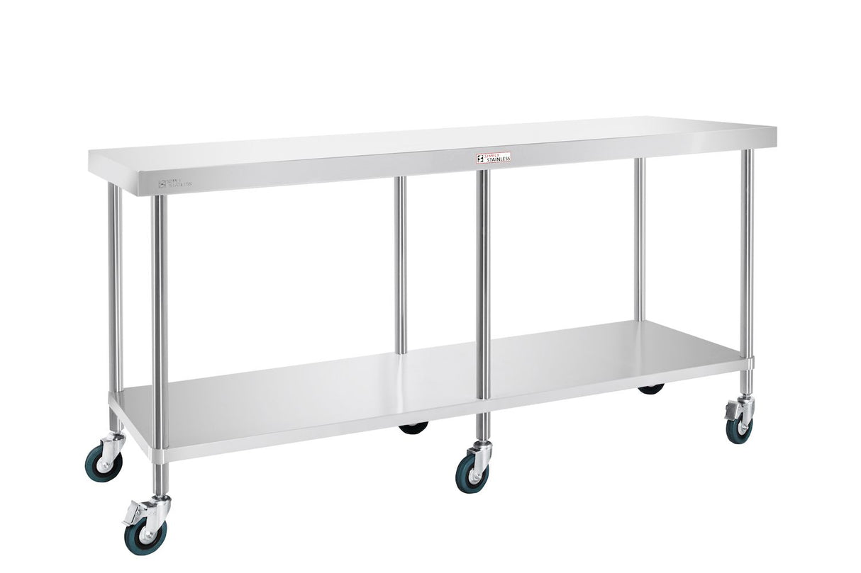 Simply Stainless Centre Table with Castors 1800mm - SS031800 Stainless Steel Tables with Castors Simply Stainless