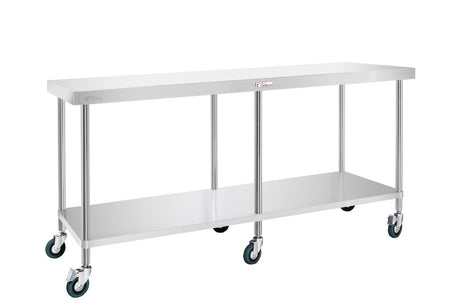Simply Stainless Centre Table with Castors 2100mm - SS032100 Stainless Steel Tables with Castors Simply Stainless   