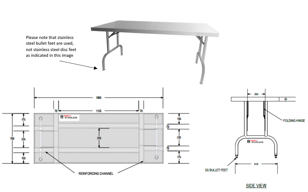 Simply Stainless Folding Event Table - SS38ET Stainless Steel Folding Tables Simply Stainless