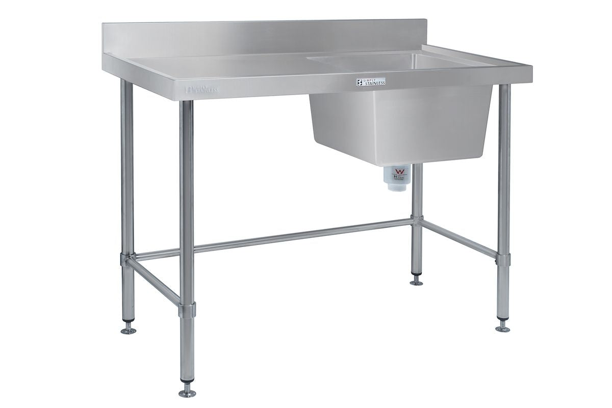 Simply Stainless Commercial Single Bowl Sink – Right Bowl Left Hand Drainer 1500mm Wide | SS051500R Single Bowl Sinks Simply Stainless