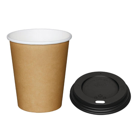 Special Offer  Fiesta Brown 225ml Hot Cups and Black Lids (Pack of 1000) - SA430 Disposable Cups Fiesta   