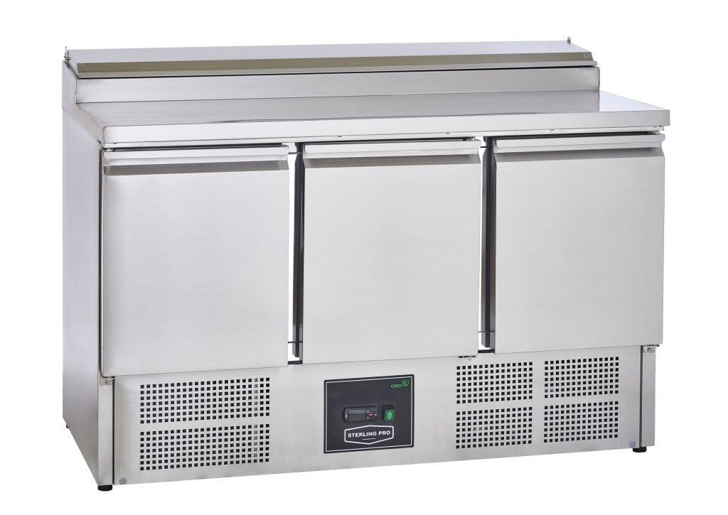 Sterling Pro Cobus 3 Door Prep Counter Fridge 8 x GN1/6 - SPU300PZ Pizza Prep Counters - 3 Door Sterling Pro
