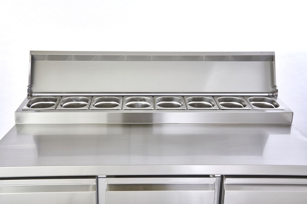 Sterling Pro Cobus 3 Door Prep Counter Fridge 8 x GN1/6 - SPU300PZ Pizza Prep Counters - 3 Door Sterling Pro