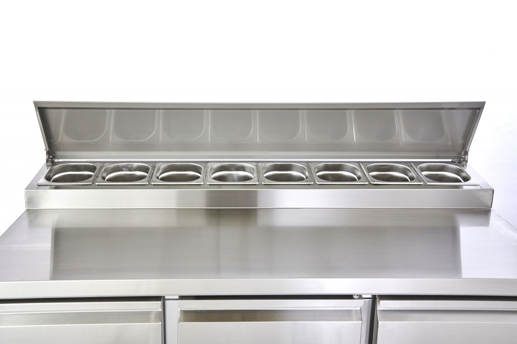 Sterling Pro Cobus 3 Door Prep Counter Fridge 8 x GN1/6 - SPU300PZ Pizza Prep Counters - 3 Door Sterling Pro