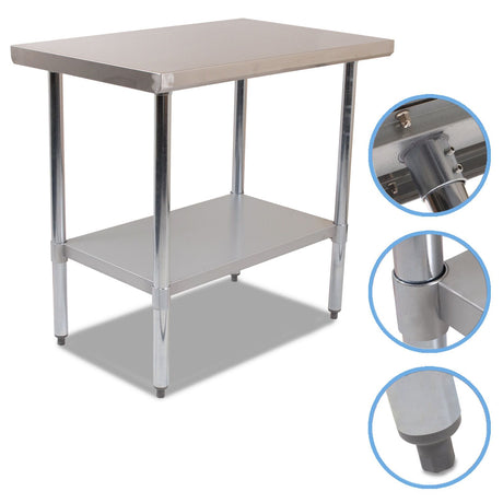 Empire 1200mm Stainless Steel Centre Table with Undershelf Commercial Prep Bench - SSCT-120 Stainless Steel Centre Tables Empire