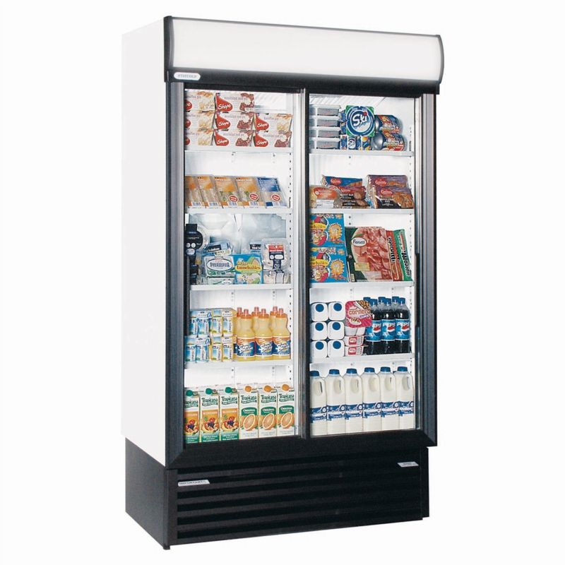 Staycold Double Sliding Glass Door Merchandiser with Canopy - SD1140 Upright Double Door Bottle Coolers Staycold