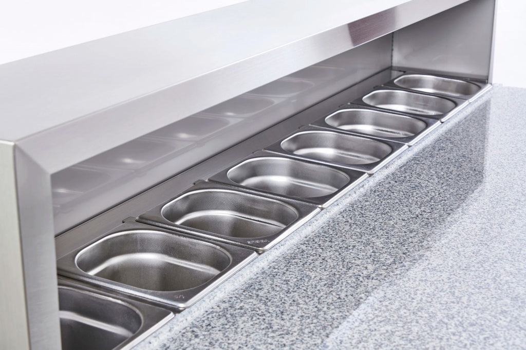 Sterling Pro Cobus 3 Door Pizza Counter Granite Top 8 x GN1/6 402 Litres - SPU903PZ Pizza Prep Counters - 3 Door Sterling Pro