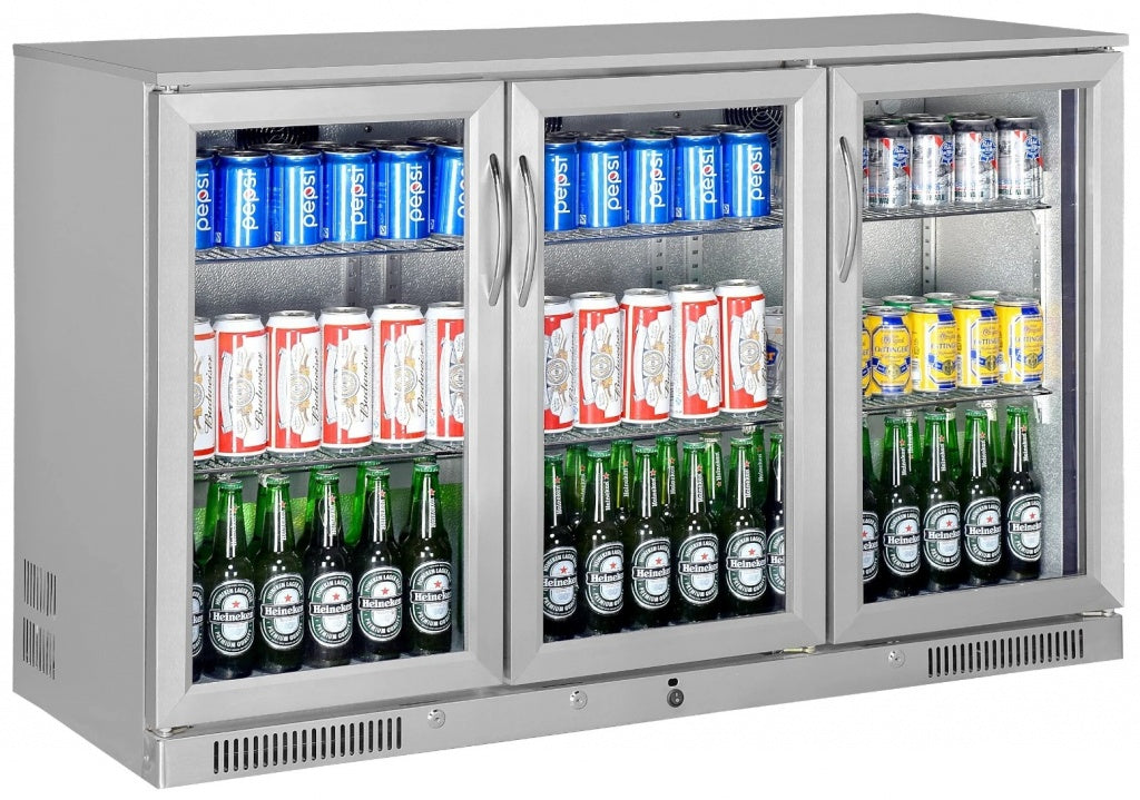 Sterling Pro Green Stainless Steel Hinged Triple Door Bottle Cooler 338 Litres - SP3HC-STS Triple Door Bottle Coolers Sterling Pro