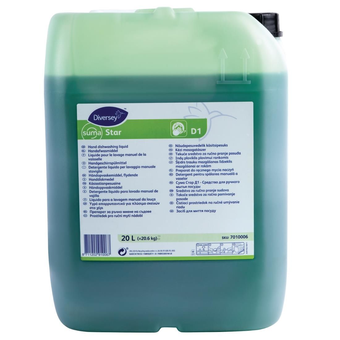 Suma Star D1 Washing Up Liquid Concentrate 20Ltr - FA464 Washing Up Liquid Diversey