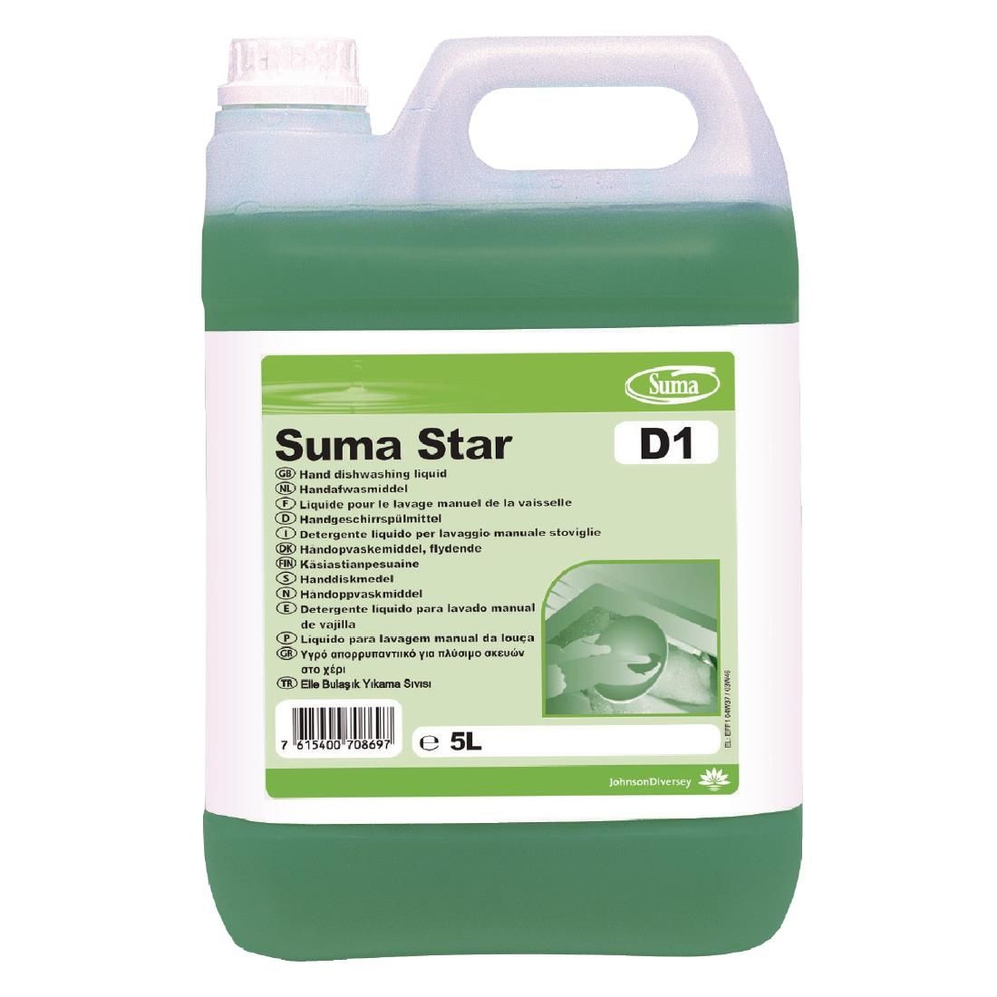 Suma Star D1 Washing Up Liquid Concentrate 5Ltr (2 Pack) - CD752 Washing Up Liquid Diversey