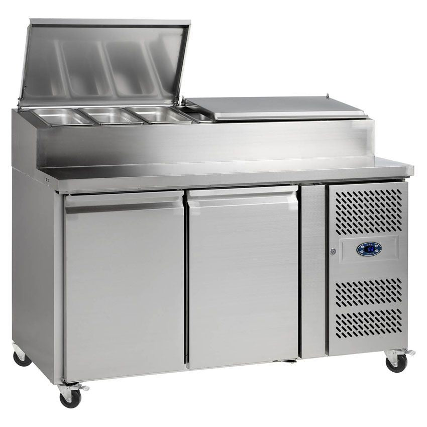 Tefcold Gastronorm Preparation Counter - SS7200 Pizza Prep Counters - 2 Door Tefcold