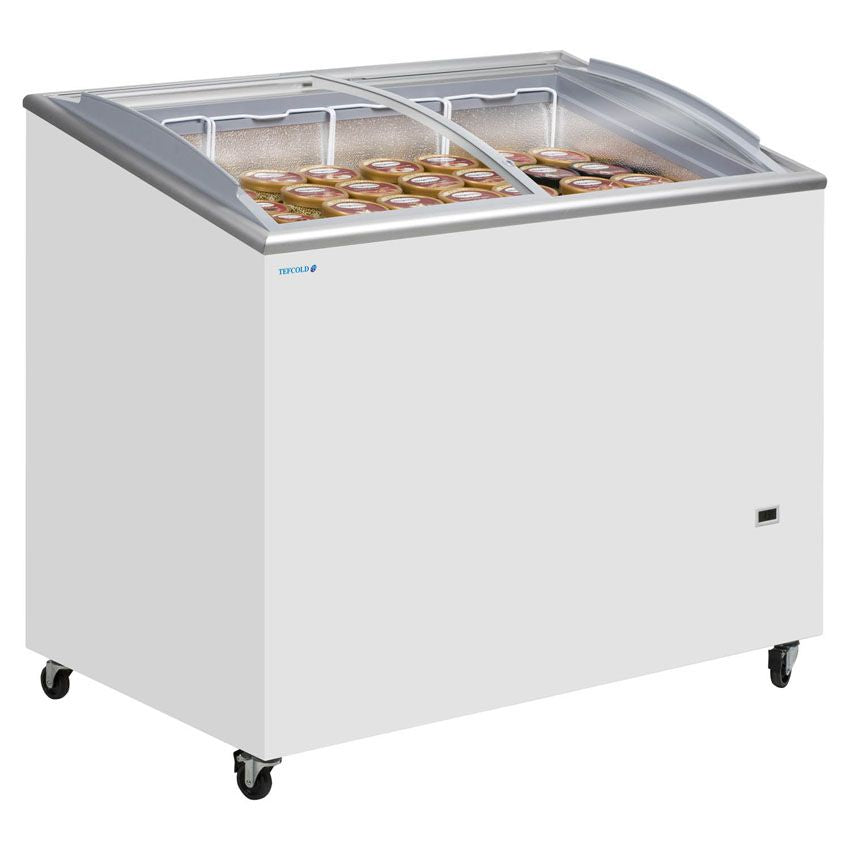 Tefcold Sliding Curved Glass Lid Chest Freezer - IC300SCEB Display Chest Freezers Tefcold