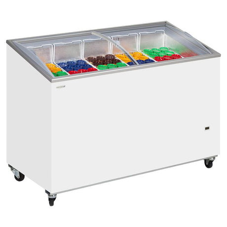 Tefcold Sliding Curved Glass Lid Chest Freezer - IC400SCEB Ice Cream Display Freezers Tefcold   