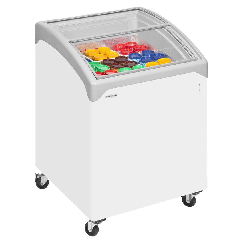 Tefcold Sliding Curved Glass Lid Chest Freezer - NIC100 Display Chest Freezers Tefcold