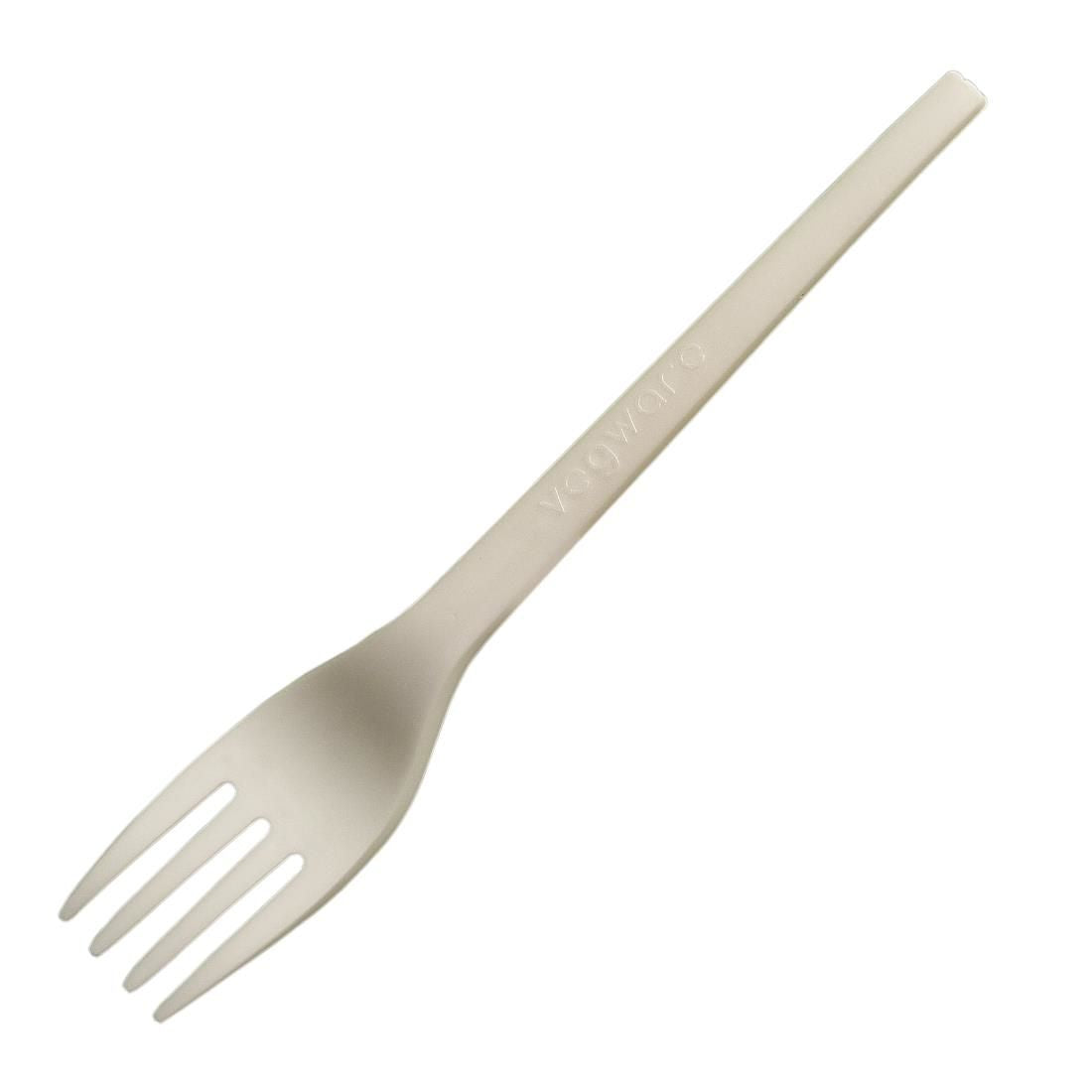 Vegware Lightweight Compostable CPLA Forks White (Pack of 50) - HC605 Disposable Cutlery Vegware
