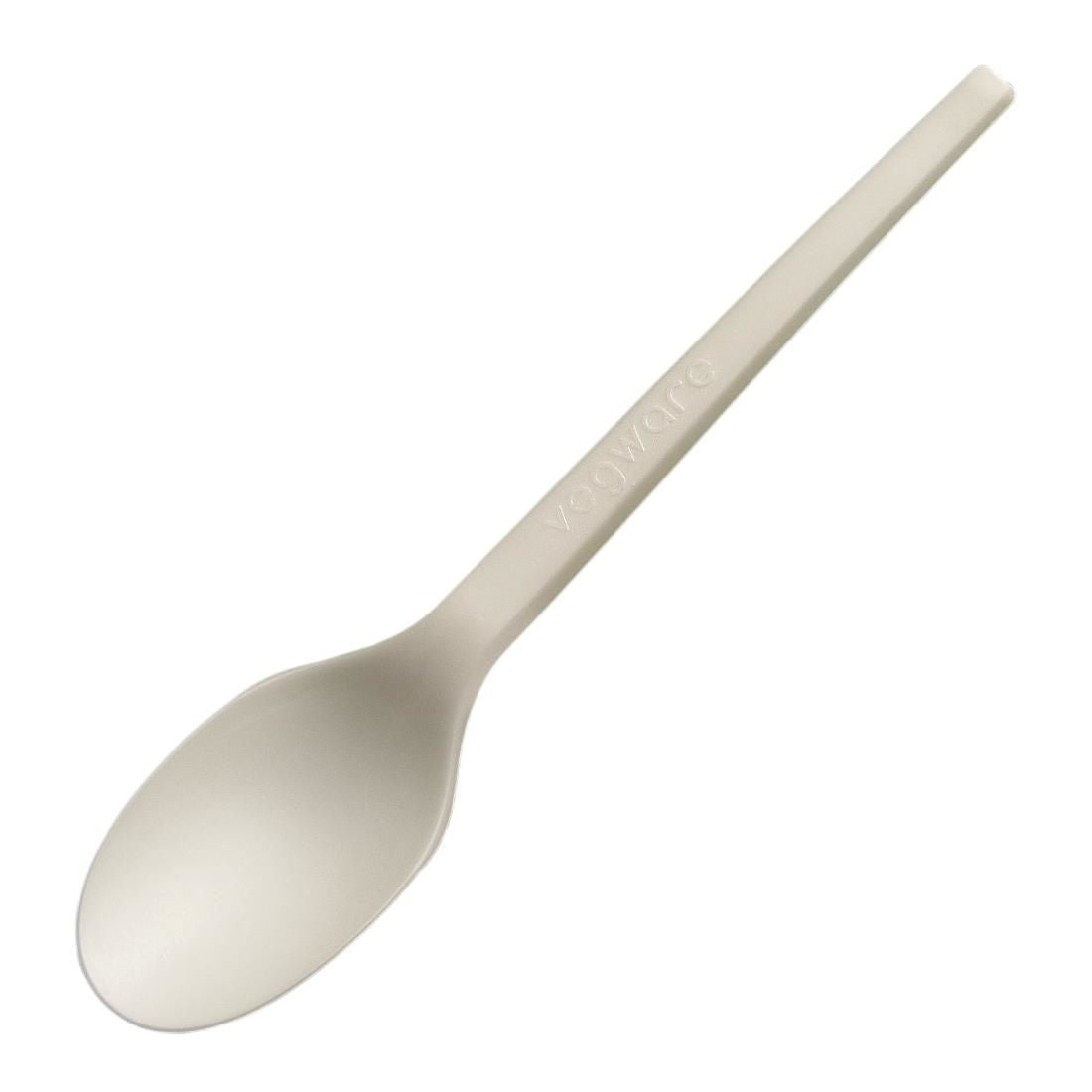 Vegware Lightweight Compostable CPLA Spoons White (Pack of 50) - HC607 Disposable Cutlery Vegware