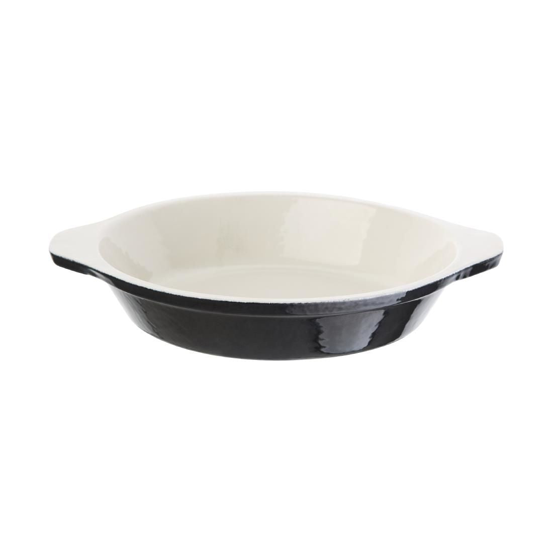 Vogue Black Cast Iron Round Gratin Dish 750ml - U562 Cast Iron Cookware Vogue