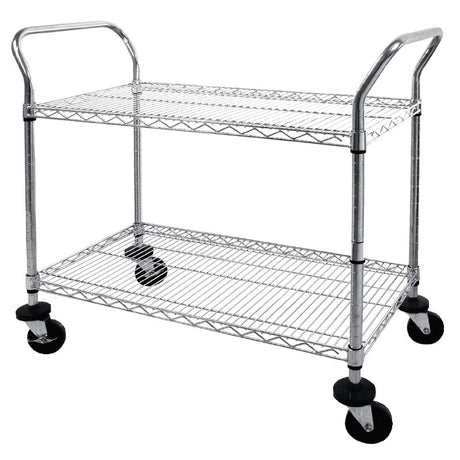 Vogue Chrome 2 Tier Wire Trolley - CC430 Stainless Steel Dining Trolley Vogue   