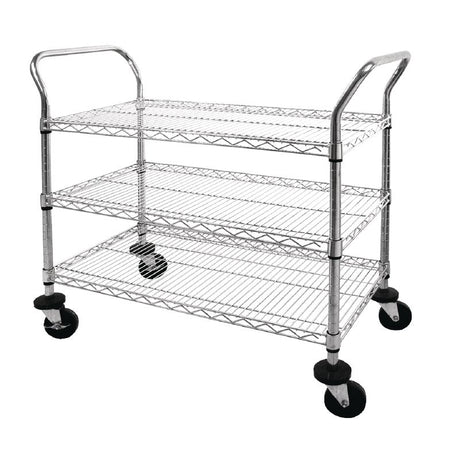 Vogue Chrome 3 Tier Wire Trolley - CC432 Stainless Steel Dining Trolley Vogue   