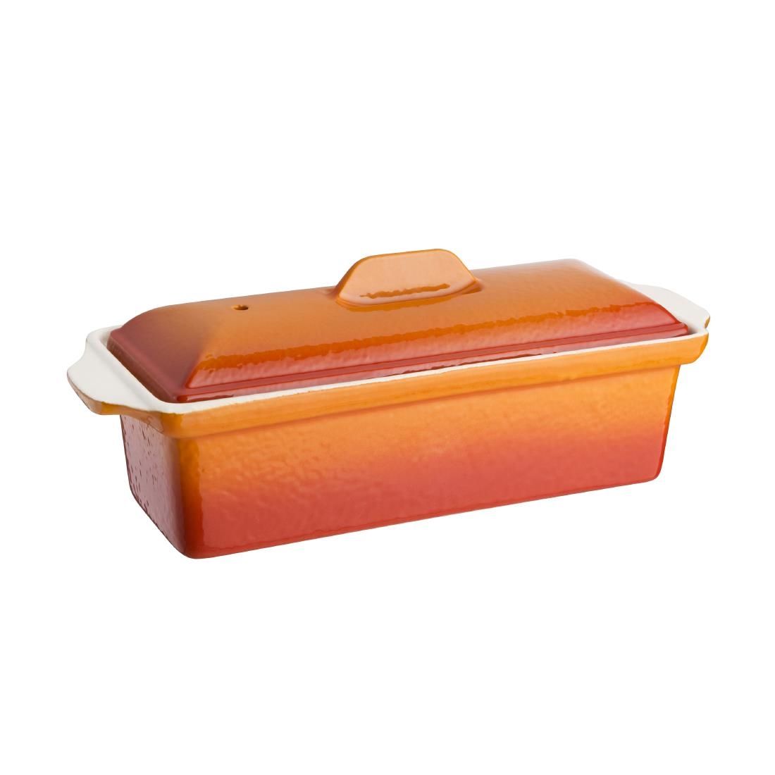 Vogue Orange Pate Terrine Mould 1.3Ltr - W455 Cast Iron Cookware Vogue
