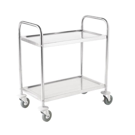 Vogue Stainless Steel 2 Tier Clearing Trolley Medium - F997 Stainless Steel Dining Trolley Vogue   