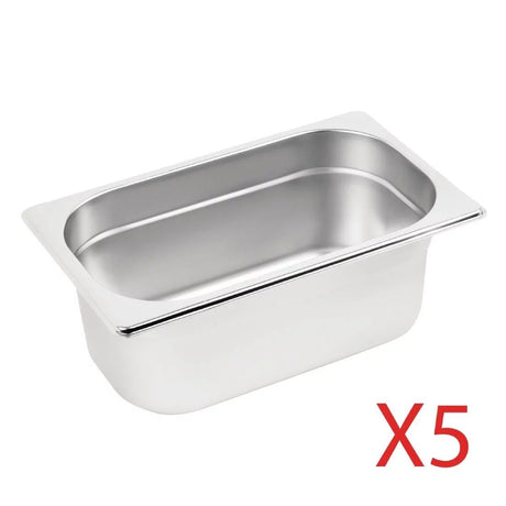 Vogue Stainless Steel Gastronorm Container Kit 1/4 (Pack of 5) - S407 GN Gastronorm Pans Vogue   