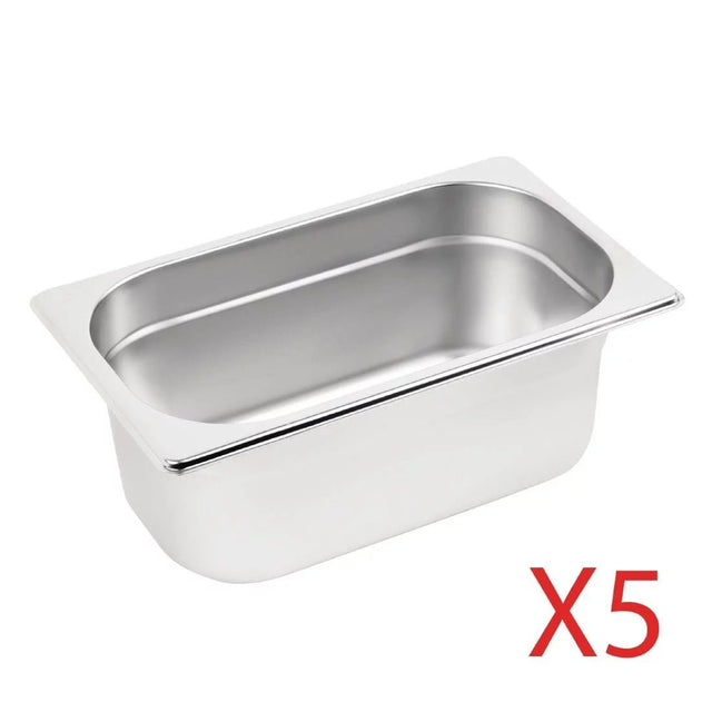 Vogue Stainless Steel Gastronorm Container Kit 1/4 (Pack of 5) - S407 GN Gastronorm Pans Vogue   