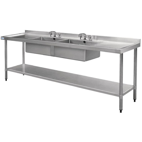 Vogue Stainless Steel Sink Double Bowl and Double Drainer 2400mm - U910 Double Bowl Sinks Vogue   