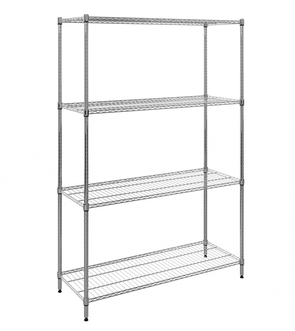 Empire 4-Tier Heavy-Duty Wire Shelving Unit | 1200mm Wide, 120kg Per Shelf Storage Rack – RACK-1200 Chrome Wire Shelving and Racking Empire