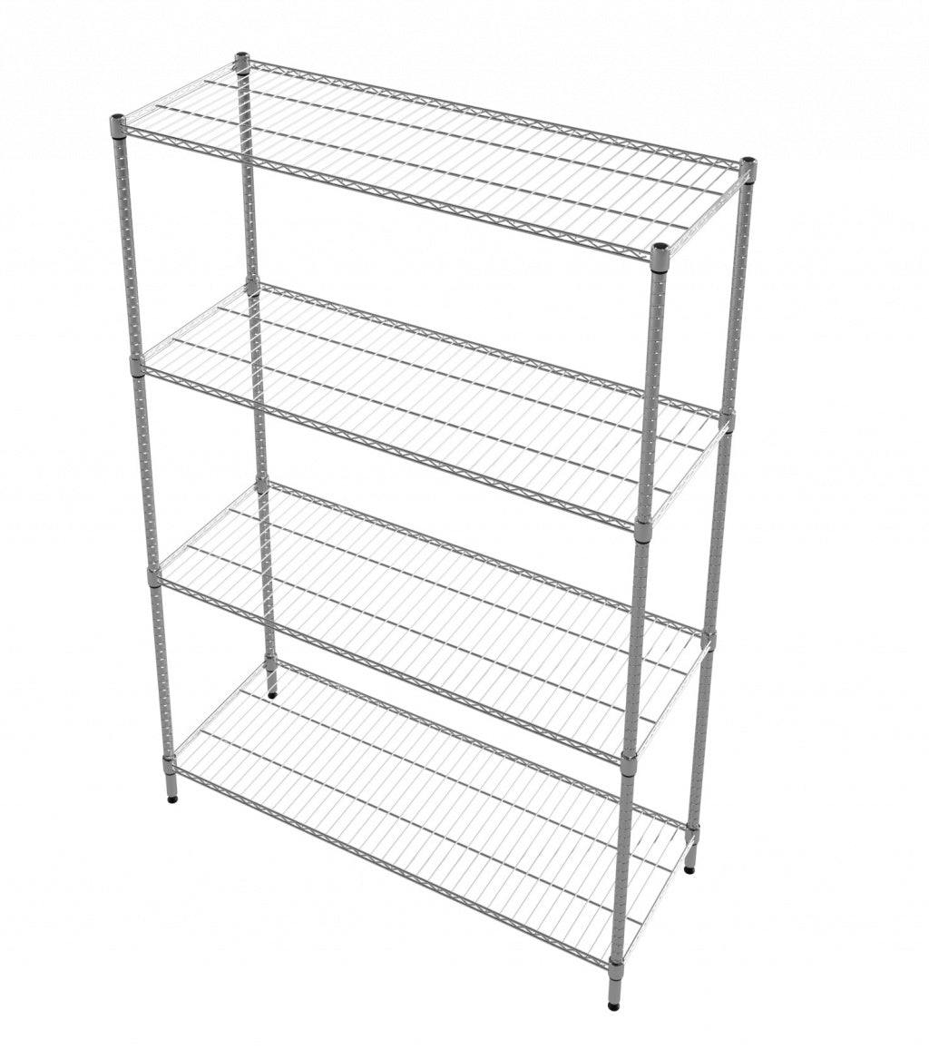 Empire 4-Tier Heavy-Duty Wire Shelving Unit | 1200mm Wide, 120kg Per Shelf Storage Rack – RACK-1200 Chrome Wire Shelving and Racking Empire