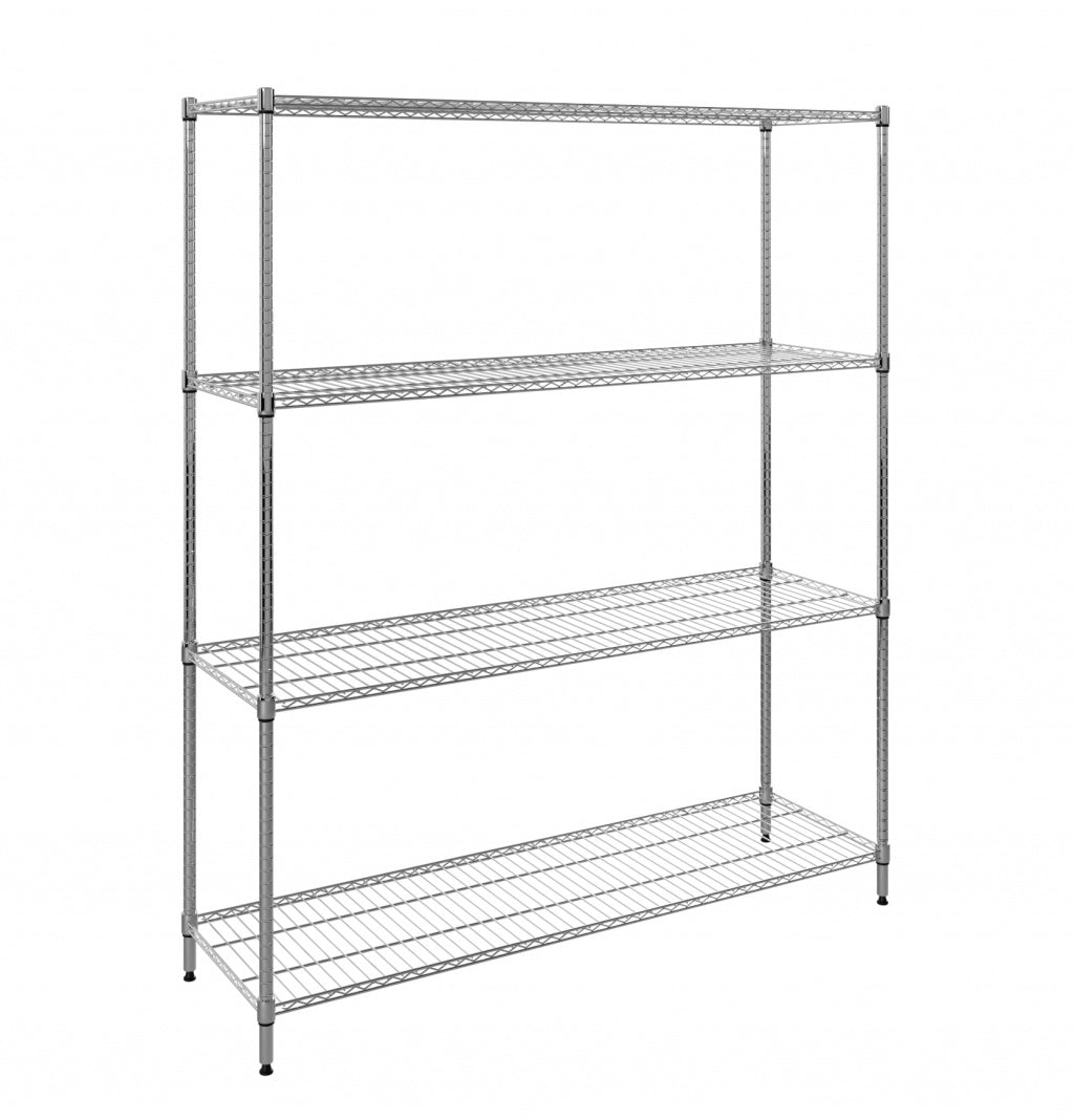 Empire 4-Tier Heavy-Duty Wire Shelving Unit | 1500mm Wide, 120kg Per Shelf Storage Rack – RACK-1500 Chrome Wire Shelving and Racking Empire