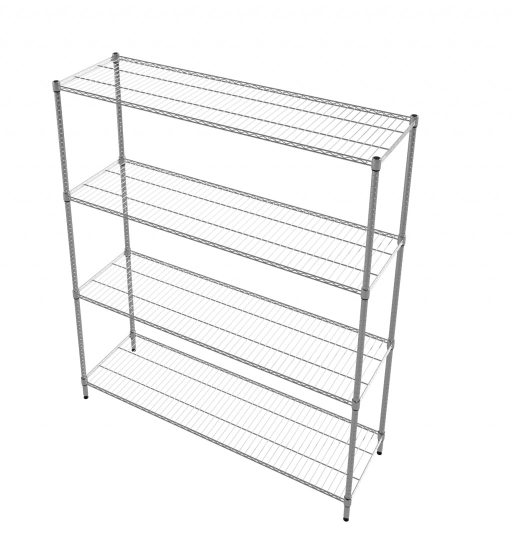 Empire 4-Tier Heavy-Duty Wire Shelving Unit | 1500mm Wide, 120kg Per Shelf Storage Rack – RACK-1500 Chrome Wire Shelving and Racking Empire