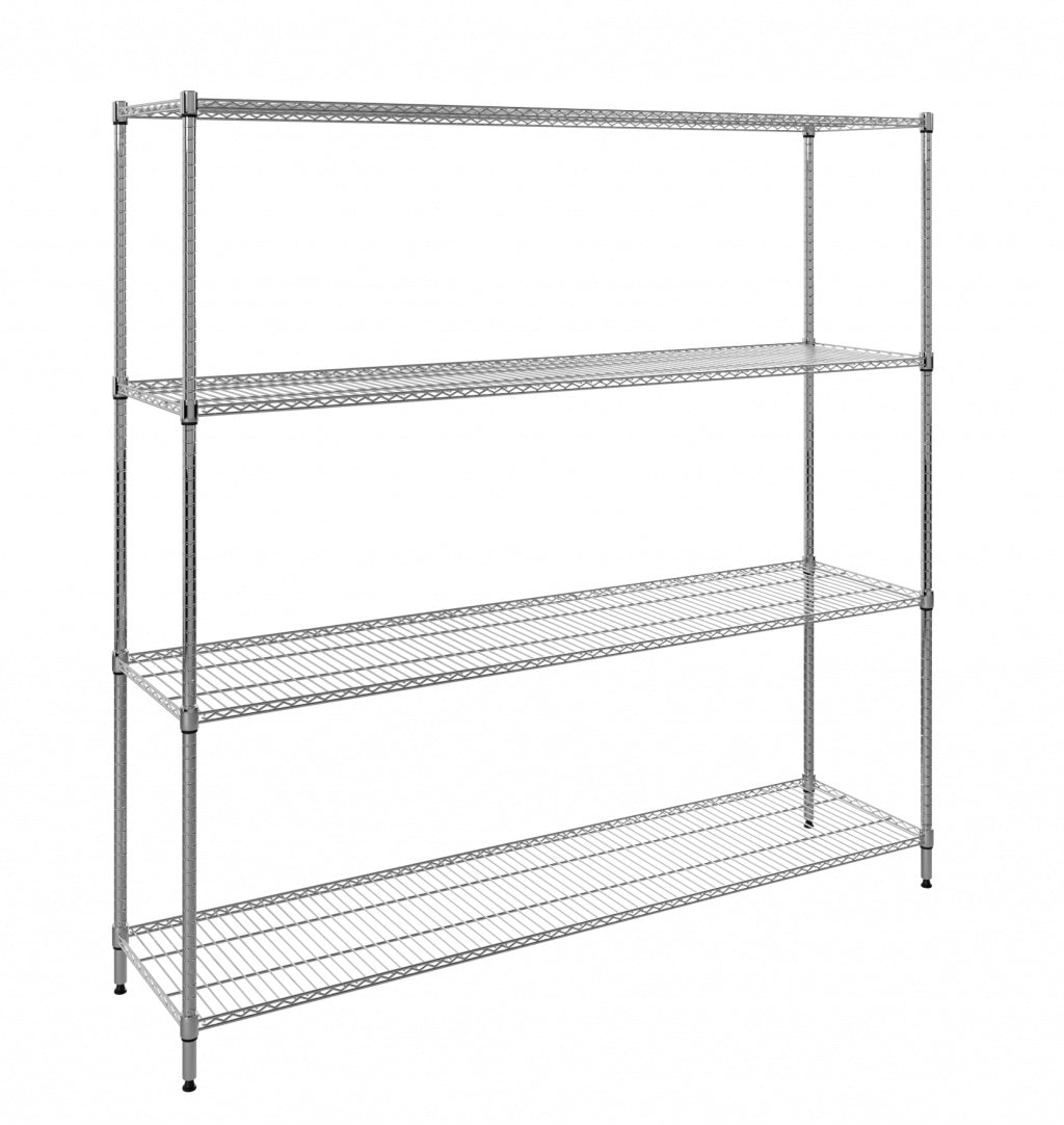 Empire 4-Tier Heavy-Duty Wire Shelving Unit | 1800mm Wide, 120kg Per Shelf Storage Rack – RACK-1800 Chrome Wire Shelving and Racking Empire