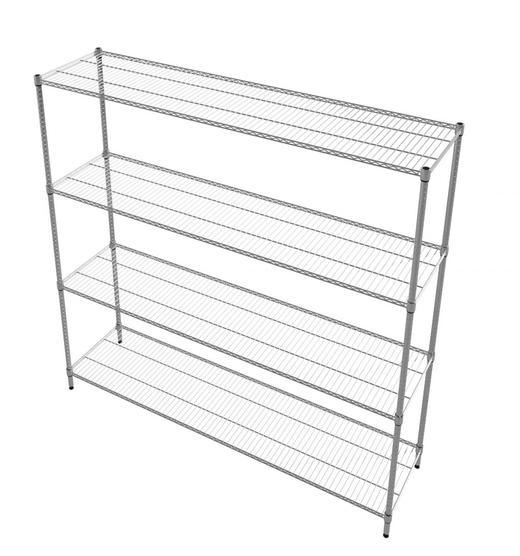 Empire 4-Tier Heavy-Duty Wire Shelving Unit | 1800mm Wide, 120kg Per Shelf Storage Rack – RACK-1800 Chrome Wire Shelving and Racking Empire