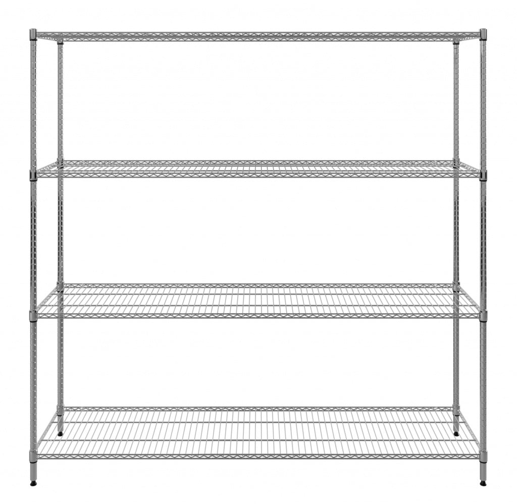 Empire 4-Tier Heavy-Duty Wire Shelving Unit | 1800mm Wide, 120kg Per Shelf Storage Rack – RACK-1800 Chrome Wire Shelving and Racking Empire