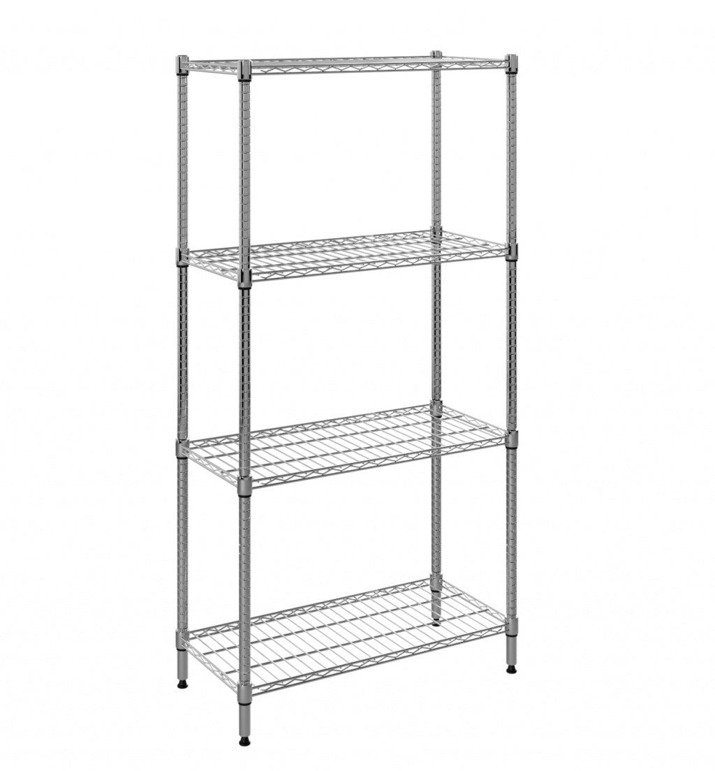 Empire 4-Tier Heavy-Duty Wire Shelving Unit | 750mm Wide, 120kg Per Shelf Storage Rack – RACK-750 Chrome Wire Shelving and Racking Empire