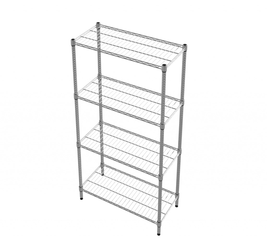 Empire 4-Tier Heavy-Duty Wire Shelving Unit | 750mm Wide, 120kg Per Shelf Storage Rack – RACK-750 Chrome Wire Shelving and Racking Empire