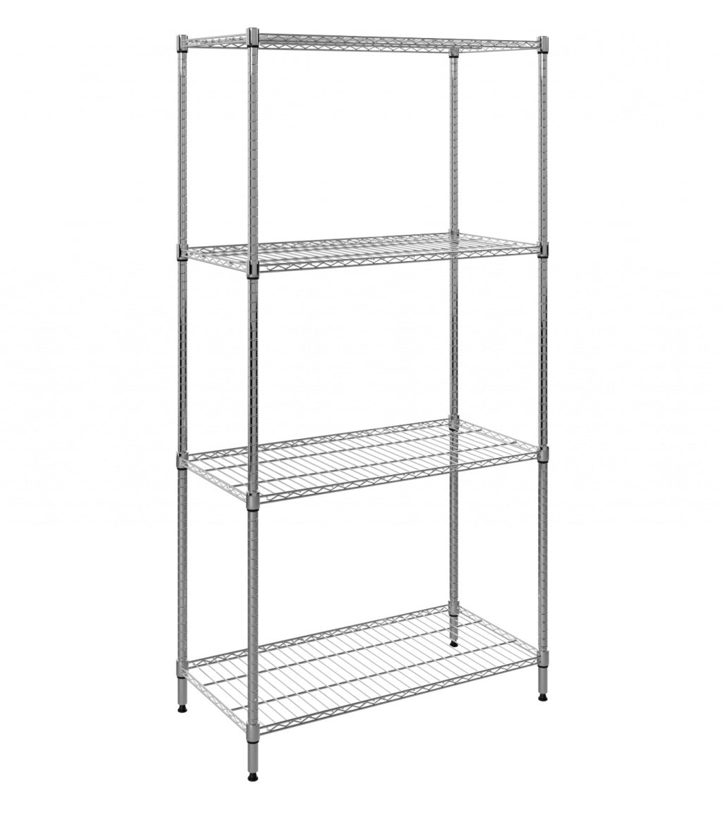 Empire 4-Tier Heavy-Duty Wire Shelving Unit | 900mm Wide, 120kg Per Shelf Storage Rack – RACK-900 Chrome Wire Shelving and Racking Empire