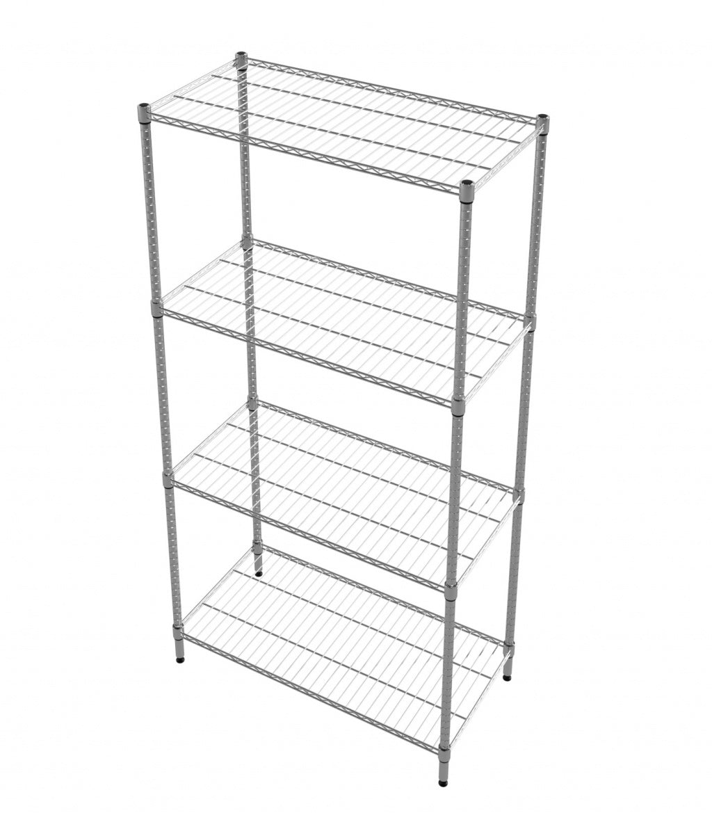 Empire 4-Tier Heavy-Duty Wire Shelving Unit | 900mm Wide, 120kg Per Shelf Storage Rack – RACK-900 Chrome Wire Shelving and Racking Empire