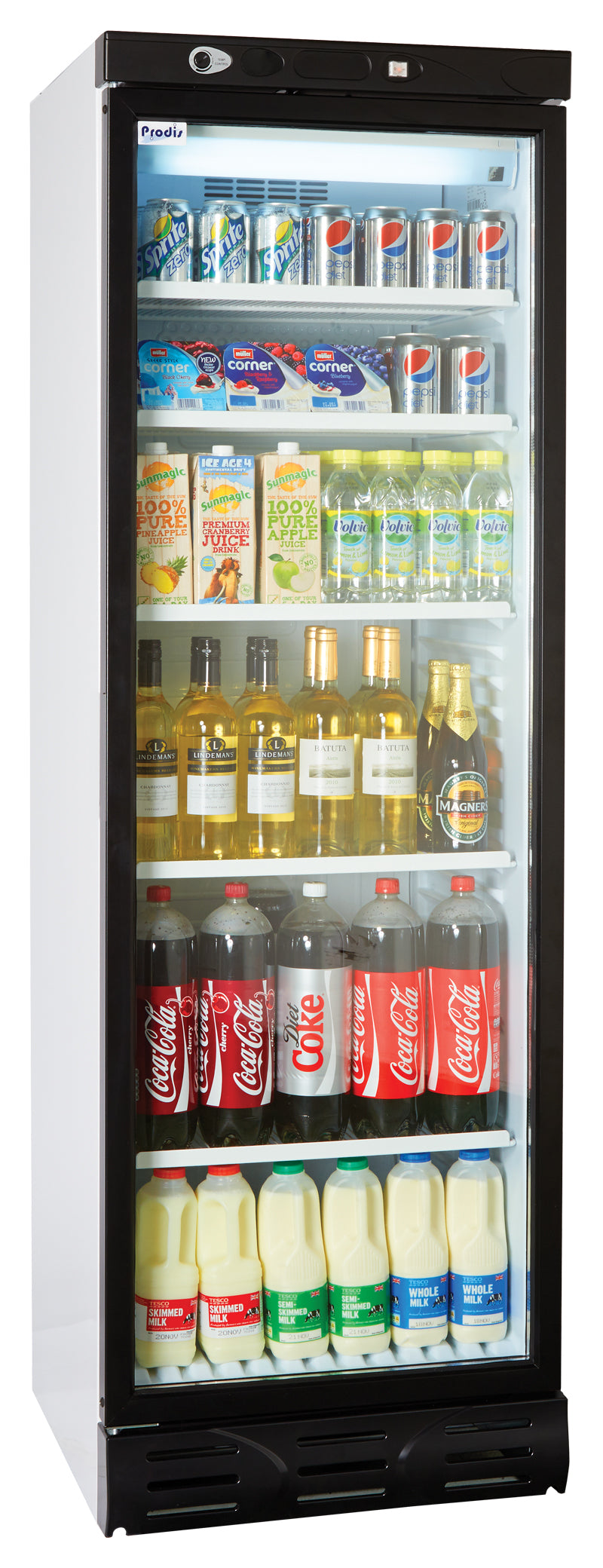 Prodis Left Hand Hinged Single Door Upright Display Cooler - XD380LH Upright Single Door Bottle Coolers Prodis