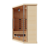 Kove 3-4 Person Infrared Corner Sauna Cabin – Hemlock Wood, Glass Front, Bluetooth & Full Spectrum Heating | KOVE-INFC Indoor Infrared Saunas Kove Designs
