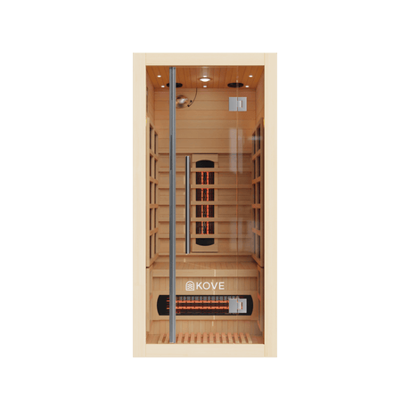 Empire Kove 1-Person Infrared Sauna Cabin Compact – Hemlock Wood, Glass Front, Bluetooth & Full Spectrum Heating | KOVE-INF1 Indoor Infrared Saunas Kove Designs