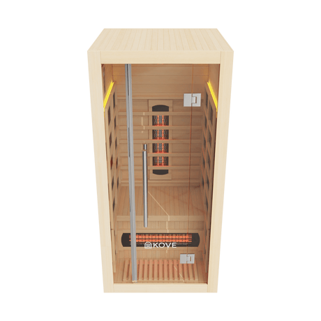 Empire Kove 1-Person Infrared Sauna Cabin Compact – Hemlock Wood, Glass Front, Bluetooth & Full Spectrum Heating | KOVE-INF1 Indoor Infrared Saunas Kove Designs
