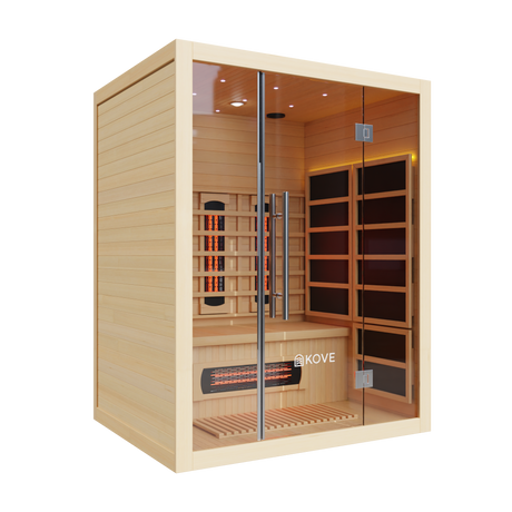 Empire Kove 3-Person Infrared Sauna Cabin – Hemlock Wood, Glass Front, Bluetooth & Full Spectrum Heating | KOVE-INF3 Indoor Infrared Saunas Kove Designs