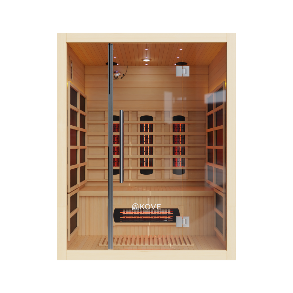 Empire Kove 3-Person Infrared Sauna Cabin – Hemlock Wood, Glass Front, Bluetooth & Full Spectrum Heating | KOVE-INF3 Indoor Infrared Saunas Kove Designs