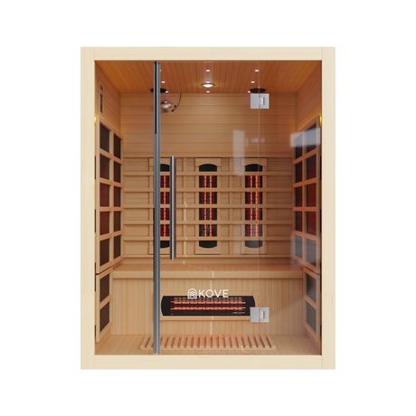 Empire Kove 3-Person Infrared Sauna Cabin – Hemlock Wood, Glass Front, Bluetooth & Full Spectrum Heating | KOVE-INF3 Indoor Infrared Saunas Kove Designs