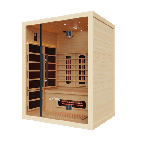 Empire Kove 3-Person Infrared Sauna Cabin – Hemlock Wood, Glass Front, Bluetooth & Full Spectrum Heating | KOVE-INF3 Indoor Infrared Saunas Kove Designs