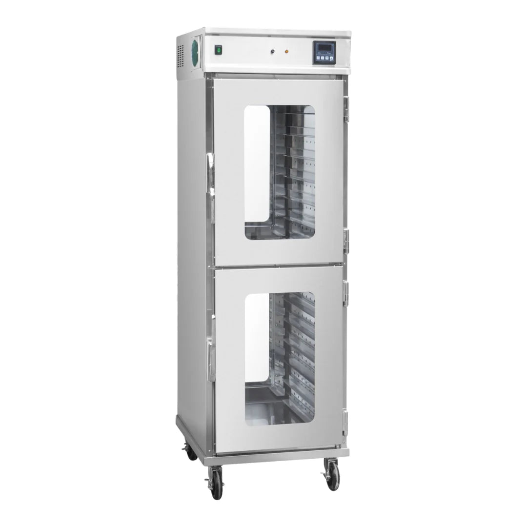 Hamoki Mobile Hot Holding Cabinet 2 Tier Pass Through With Humidity - 14 Shelves | 101108 Food Warming Drawers Hamoki